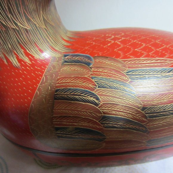 LARGE-2 PIECE, HAND PAINTED & CARVED, BIRD FROM PEOPLES REPUBLIC OF CHINA DECOR - Picture 5 of 16
